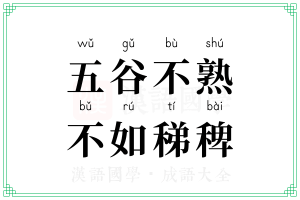 五谷不熟,不如稊稗 五谷不熟,不如稊稗